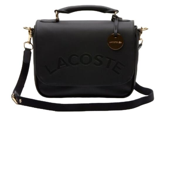Lacoste Handbags - LACOSTE Black Small Satchel Bag Crossbody Logo Flap